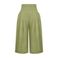 thumbnail image 4 of leijia Women Linen Capris Pants Summer Wide Leg Pants Smocked Waist Capri Pant Boho Flowy Beach Pant with Pocket, 4 of 5