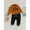 thumbnail image 4 of Elippeo Toddler Boys 2PCS Pants Sets 6M 12M 18M 24M 3Y Long Sleeve Letter Print Tops and Drawstring Pants Sets, 4 of 10