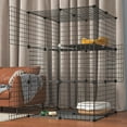thumbnail image 6 of 3-Tier  Cage Indoor Enclosure  Playpen Detachable Metal Wire Kennel Large Exercise Place for 1-2 Cats Black, 6 of 7