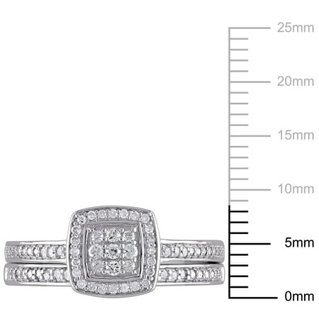 Miabella Women's 1/4 Carat T.W. Diamond Halo Bridal Set in Sterling Silver