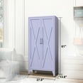 thumbnail image 5 of Double Door Pantry Cabinet Multifunctional Heavy Duty Storage Cabinet with 3 Layers Adjustable Shelves - 61 " Purple Food Storage Cabinet for Living Room, Garage, Office Size： 61"H X 27.6"W X 13.8"D, 5 of 8