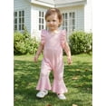 thumbnail image 6 of BemeyourBBs Toddler Baby Girl Summer Clothes Infant Baby Girls Waffled Romper Overalls One Piece Outfit Ruffled Flying Sleeve Backless Solid Color Flared Pants Jumpsuit 6 12 18 24 Months 2 3 4 Years, 6 of 9