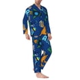thumbnail image 2 of Lsque Dinosaur In Space Pattern Long Sleeve Pajama Set for Men - Soft 2-Piece Sleepwear and Loungewear Set with Pockets, Comfy Nightwear-Large, 2 of 7
