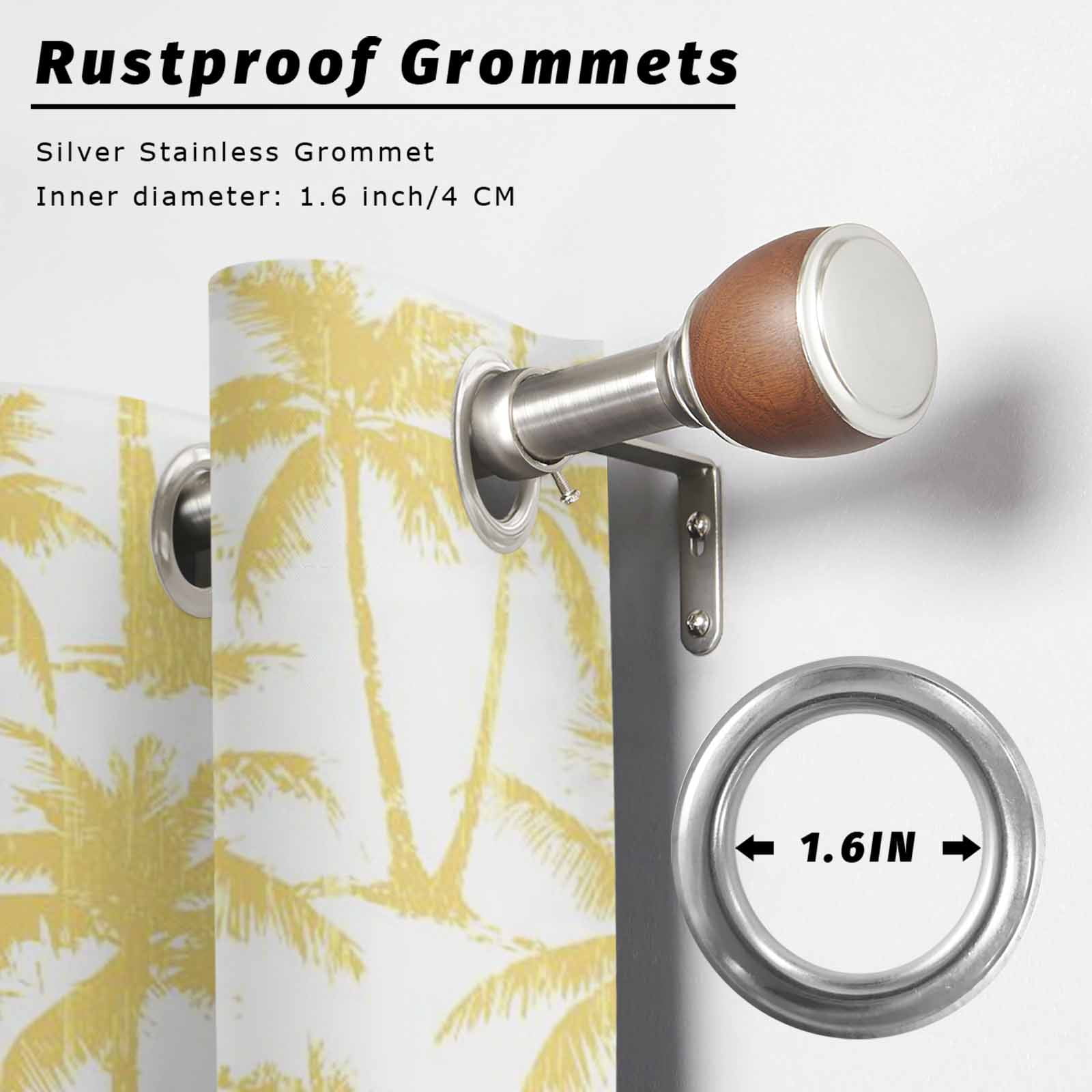 Summer Beach Palm Outdoor Curtains for Patio, Tropical Country Coastal Seaside Yellow Tree Silhouettes Sunshade Privacy Drapes Grommet Waterproof Outside Curtains for Porch Balcony 54"x108", 1 Panel