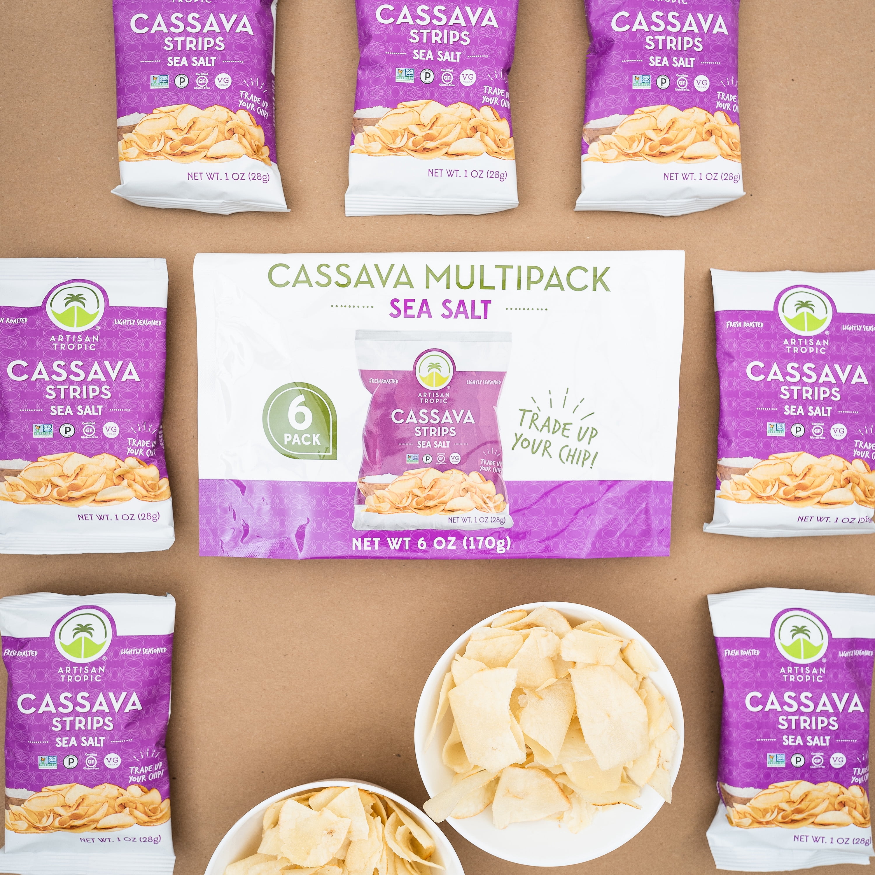 Artisan Tropic, Multi-Pack Sea Salt Flavored Cassava Chips, 1 oz, 6 Pack