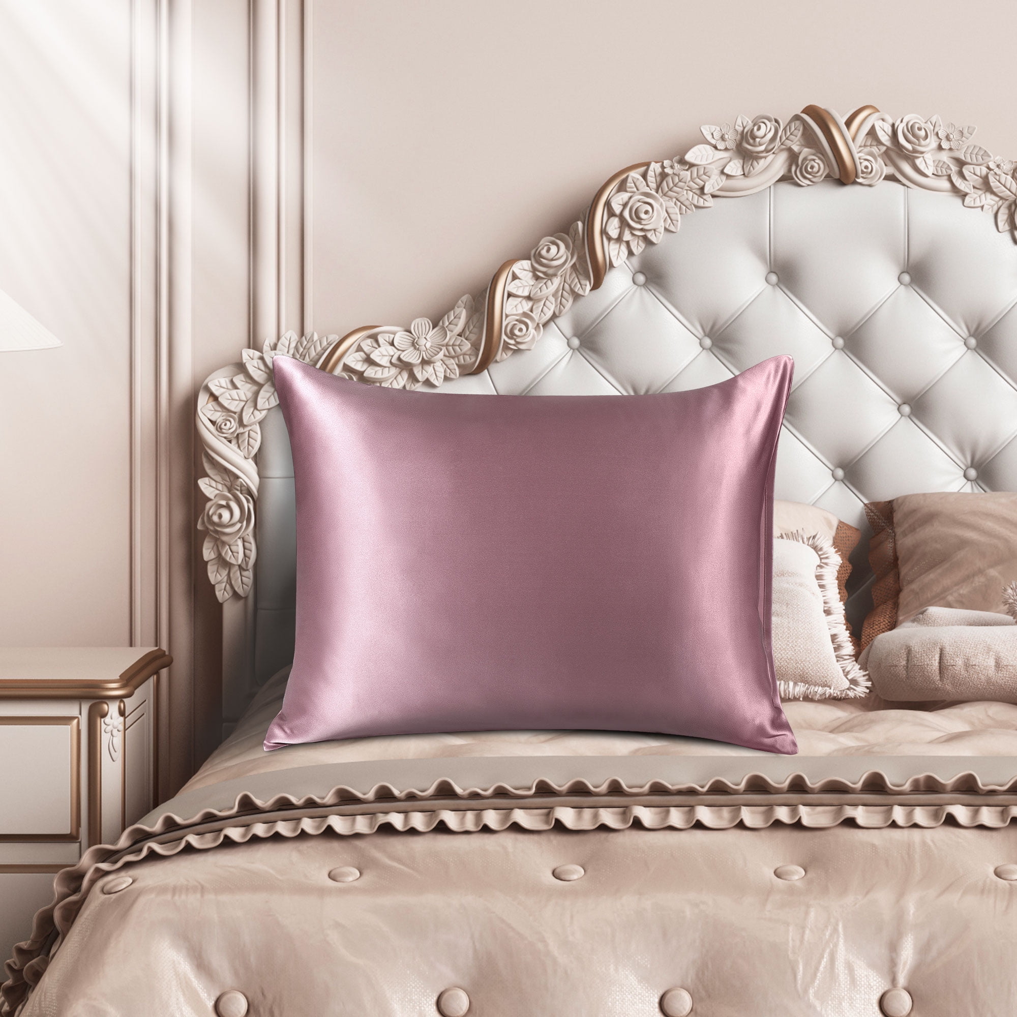 Unique Bargains 19 Momme Silk Pillowcase Envelope Closure Mauve King