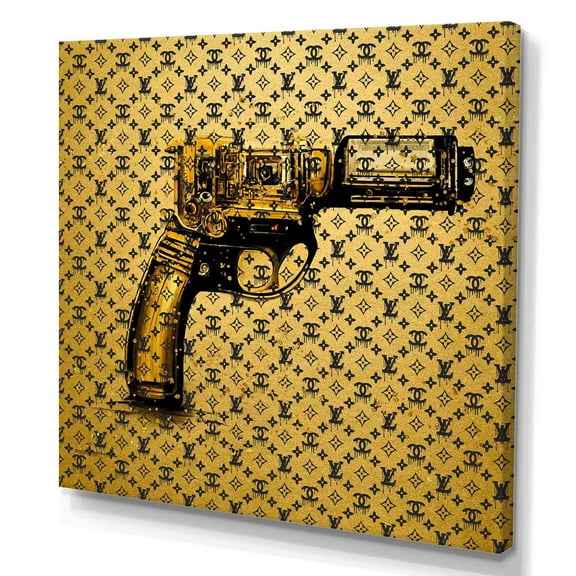 Designart Gold Designer Pistol I Canvas Wall Art