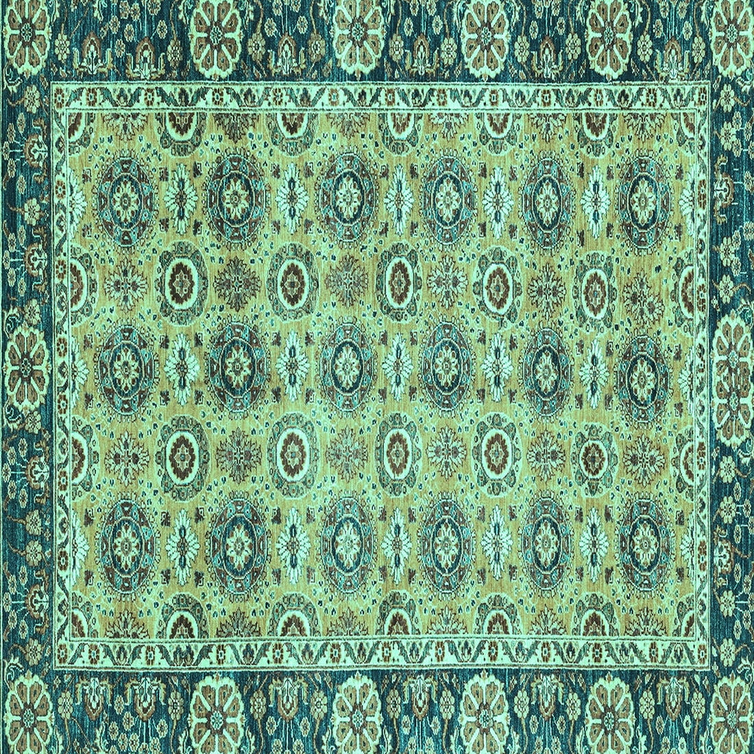 Ahgly Company Indoor Square Abstract Turquoise Blue Modern Area Rugs, 4 ...
