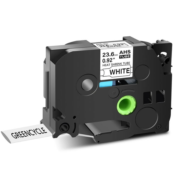GREENCYCLE 1PK Compatible for Brother P-touch HSE-251 HS-251 HSe251 HS251 23.6mm 0.92" Black on White Heat-shrink Label Tape