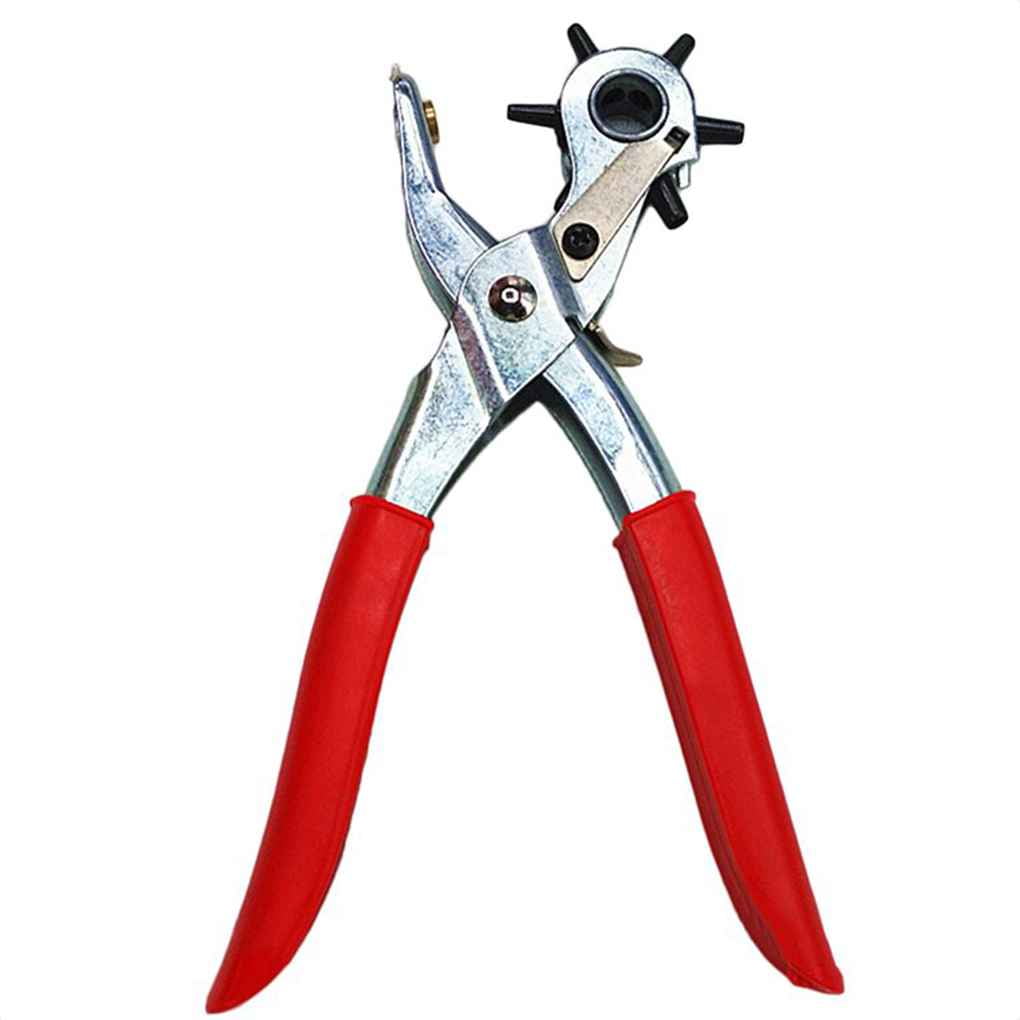 Rivets Eyelet Belt Hole Puncher Pliers Press Grommets Tool with 6