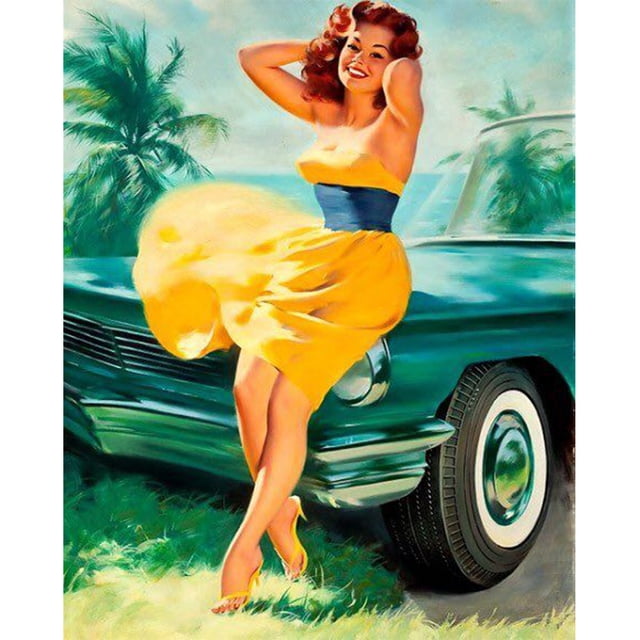 Pintura de diamante (DB0482) 5D DIY Cuadrado Coche Belleza Mosaico Diamante de imitación Dibujo 45x60cm FLhrweasw Nuevo
