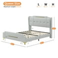 thumbnail image 3 of Christopher Knight Home Salas Queen Upholstered Bedframe in Grey PU Leather with Gold Accents, 3 of 8