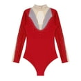 thumbnail image 6 of Doomiva Women Gymnastics Unitards Keyhole Back Bodysuit Tops Ballet Dance Leotard Figure Skating Red L, 6 of 7