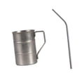 thumbnail image 3 of Taza de camping de 350 ml, recipiente multifuncional de acero inoxidable para café o leche. gris con paja, 3 of 9
