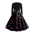 thumbnail image 4 of Fgvctg Valentine'S Day Womens Date Night Dress Formal Prom Vintage Cocktail 1950S Dress Love Heart Graphic Crewneck Dresses Plus Size Sweet Long Sleeve Clothes Trendy Outfits Black 3XL, 4 of 4