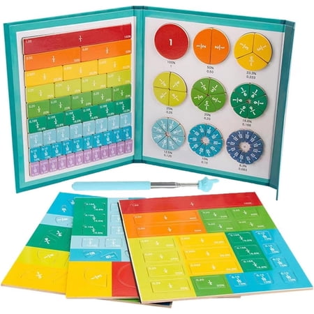 Magnetic Fraction Tiles & Fraction Circles Activity Set, Math Manipulatives for Elementary School, Fraction Manipulatives Montessori Learning Resources for Kids Students Homeschool Supplies