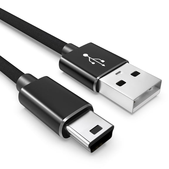 Sinoacc USB to Mini B Cable, USB 2.0 Type-A to Mini-B (5-pin) Cable, 480mbps Data Transfer Cord, Nylon Braided, Black