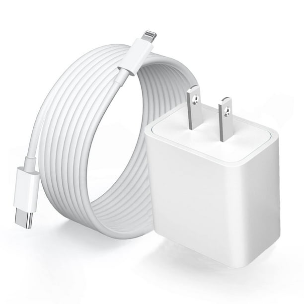 Cargador iEssentials para iPhone, 20 W, PD, USB C, cable de 6 pies, blanco