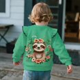thumbnail image 5 of Yuyamidu Sloth Sweatshirt Toddler Girl 1T 2T Green Crewneck Sweatshirts Long Sleeve T Shirts Ruffle Casual Fall Tops Kids Everyday Athletic Clothes, 5 of 7