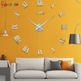 thumbnail image 3 of Spencer DIY Frameless Wall Clock, Modern Roman Numerals 3D Mirror Stickers Wall Clock Home Decor for Living Room Bedroom "Silver", 3 of 7