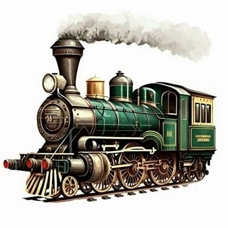 9.5" Pre-Cut Round Steam Train 3 On Tracks Birthday Edible Image Cake Topper By TNCT