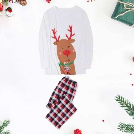 

EQWLJWE Men Christmas Fashion Lattice Elk Print Top Pants Suit Family Christmas Pajamas for Family Dad Christmas Pajamas for Family Holiday Clearance