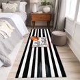 thumbnail image 4 of Black White Striped 2'x6' Runner Rugs for Hallway Kitchen Bedside Non Slip Washable, Football Stripes Farmhouse Art Entryway Rug Runners with Rubber Backing, Long Carpet Runner for Laundry Room, 4 of 8