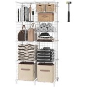 Closet Organizer, Wire 8 Cube Storage Organizer, DIY Portable Closet Clothes Organizers Storage Shelves with Partition, Cubby Shelving for Home, Office, Bedroom, Garment Racks, White