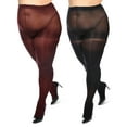 thumbnail image 4 of MeMoi Women's Curvy 2 Pair Pack Solid Control Top Tights - Mens - Male, 4 of 6