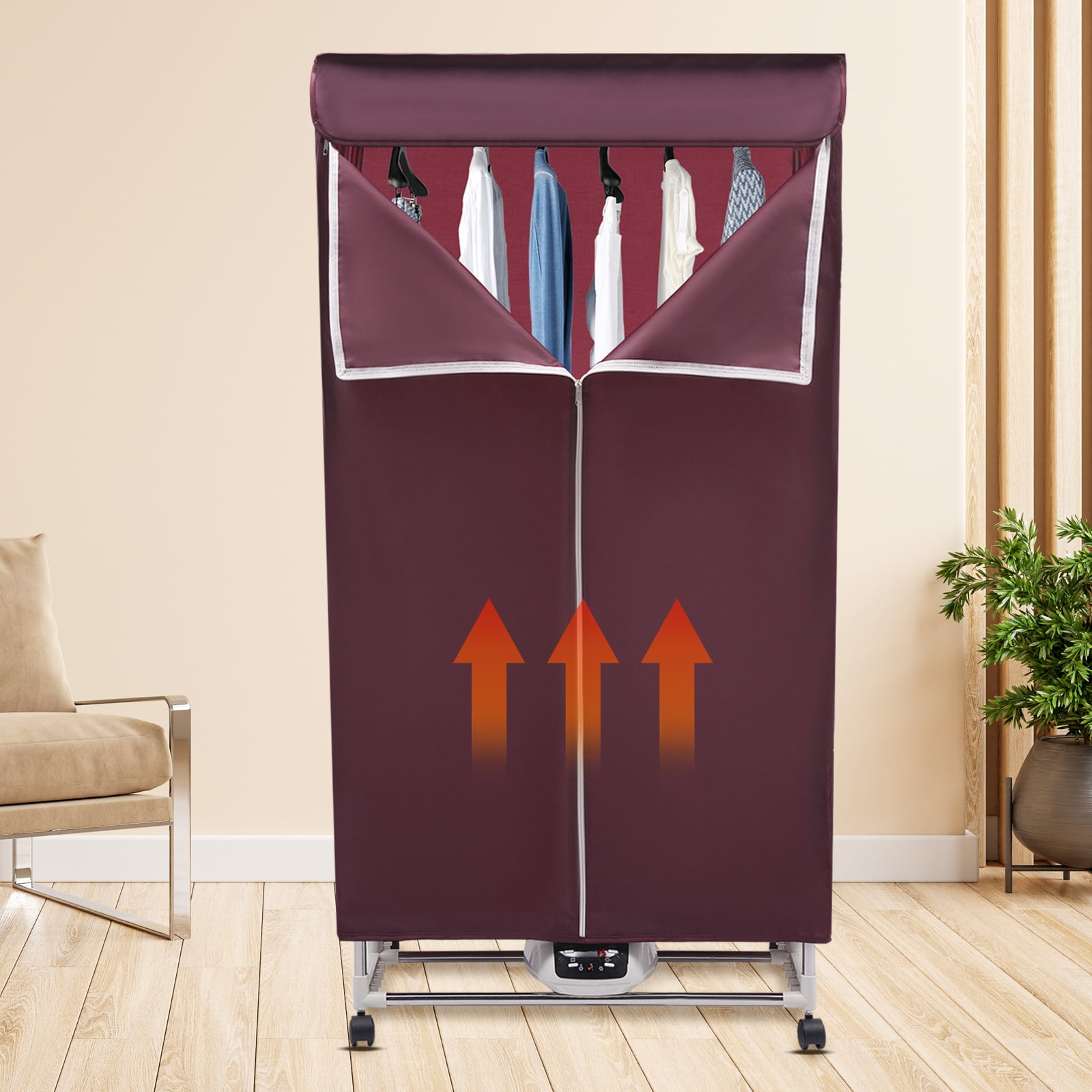 Fichiouy Clothes Dryer Portable Travel 1200-1500W Dryer Machine Apartments Electric Clothes Drying