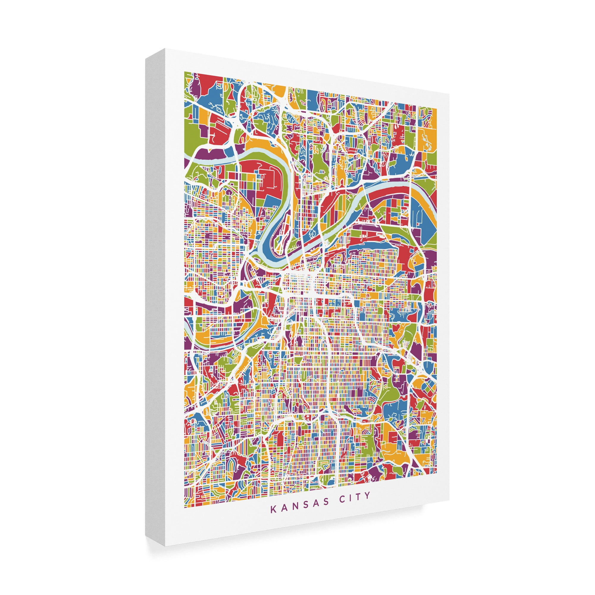 Trademark Fine Art 'Kansas City Missouri City Map' Canvas Art by Michael Tompsett
