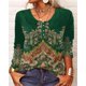 thumbnail image 1 of Jersey Vintage con cuello redondo y botones para mujer, Camiseta holgada informal con estampado elegante, Tops básicos diarios de calle, camisetas de manga larga, camisa de fondo, 1 of 4