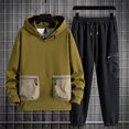 thumbnail image 2 of VBTAPA Mens Tracksuit 2 Piece Set Color Block Pocket Hoodie with Drawstring Long Pants Sweatsuit Sets Big and Tall Casual Hiking Outfits with Pockets Daily Sale Green XXXXL, 2 of 8