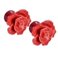thumbnail image 4 of GOOHOCHY 2 pomos de cerámica con forma de rosa para armario de cocina, cajón, puerta, tiradores (rojos), 4 of 8
