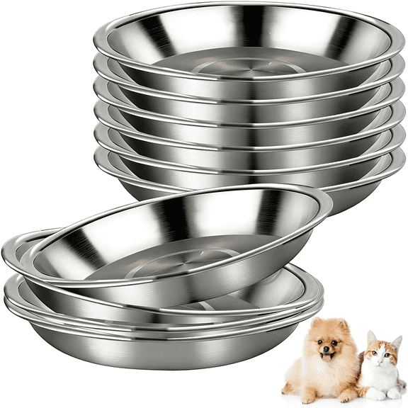 ACDANC 6 Pcs Stainless Steel Cat Bowls, Wide Shallow Food
