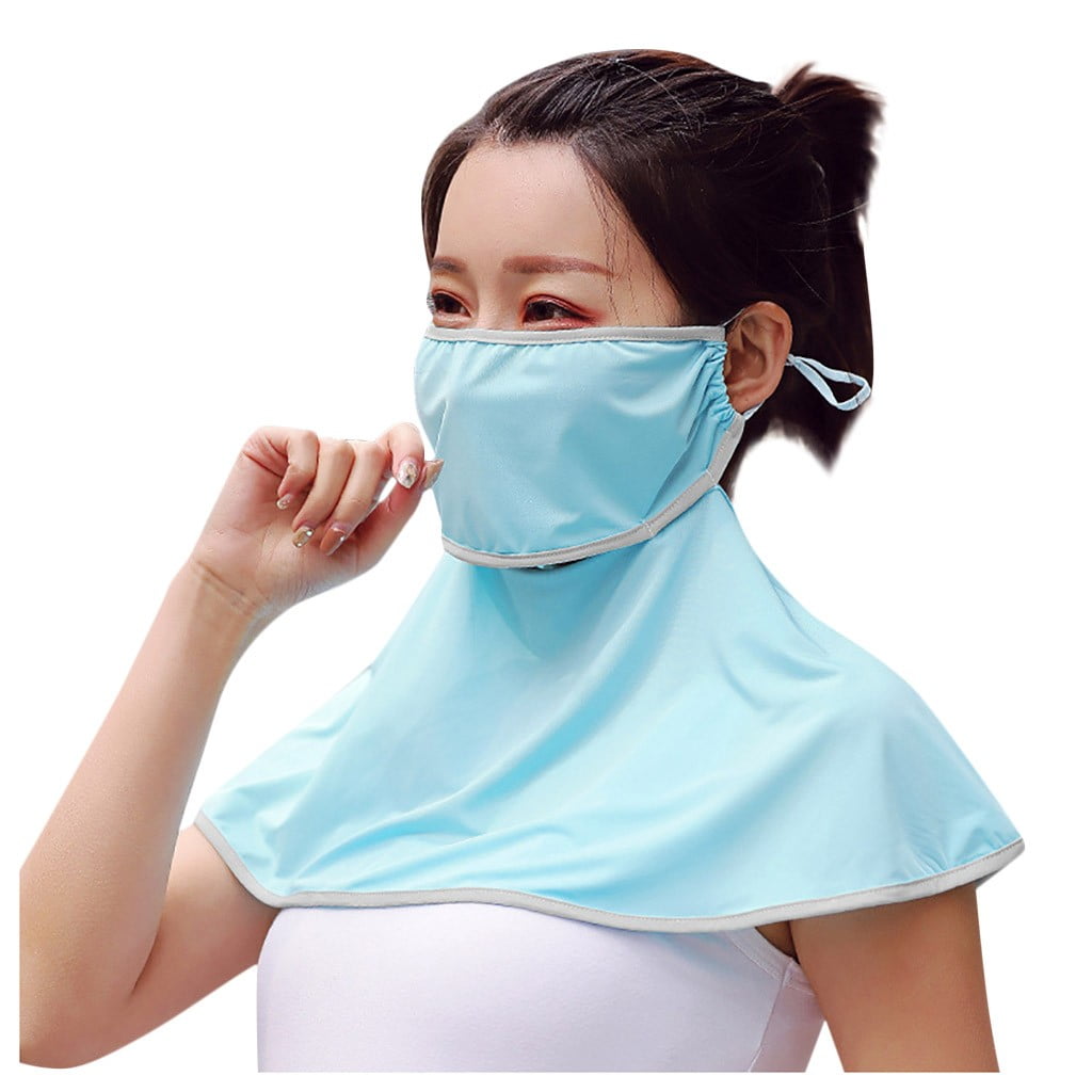 Sunscreen UV Sunshade Face Veil Dustproof Neck Protector Ice Silk ...