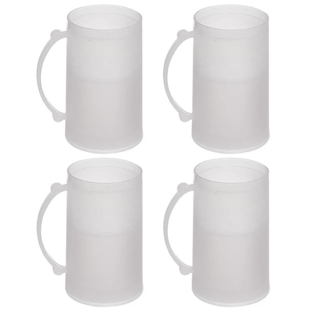 4 Set Freezer Mugs 14 oz Frosty Freezer Mug Keep Drink Cold Ice Frozen