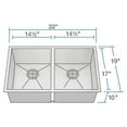 thumbnail image 7 of MR Direct 3322D 16 Gauge Undermount Stainless Steel 32 in. Double Bowl Kitchen Sink Ensemble, 7 of 7