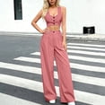 thumbnail image 6 of Womens Fashion Lounge Sets Casual Summer Outfits 2 Piece Short Matching Clothing Set Short Sleeve Top And Cropped Pants Set With Button Front And Side Pockets, 6 of 8