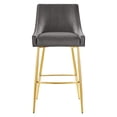thumbnail image 6 of Bar Stool Chair Barstool, Set of 2, Grey Gray, Velvet, Modern Contemporary, Mid Century Bar Pub Cafe Bistro Hotel Lounge Dining Kitchen, 6 of 8