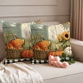 thumbnail image 2 of Orange Pumpkin Fall Outdoor Waterproof Pillow Covers, Thanksgiving Botanical Oil Painting Decorative Square Throw Pillowcase Sofa Cushion Sham for Patio/Couch/Chair, 26"x26" 2 Pack, 2 of 8