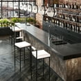 thumbnail image 3 of Guyou Modern Bar Stools Set of 2, 30 Inch Tall Barstools with Low Backrest, Industrial Linen Island Stools with Metal Legs, Counter Stools for Kitchen Island Bar Bars, Beige, 3 of 11