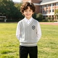 thumbnail image 6 of Atogsazn Toddler Baby Boys Knitted Cotton Sweater,Kids V Neck Sleeveless Vest Uniform School Tops Clothes Gray 6-7 Years Fashion, 6 of 8