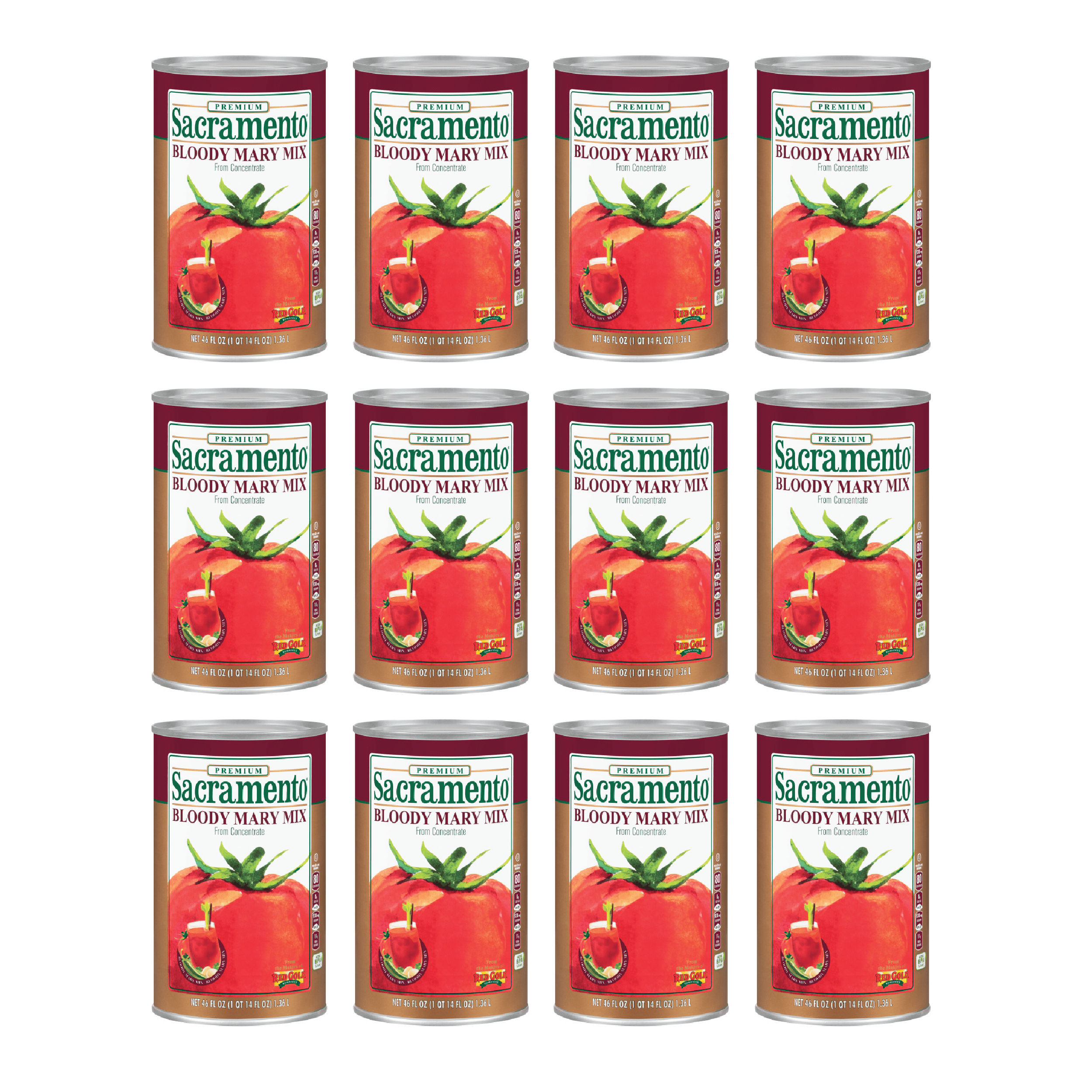 Sacramento Bloody Mary Mix, Kosher and Gluten Free, No High Fructose Corn Syrup, 46 Ounce Can