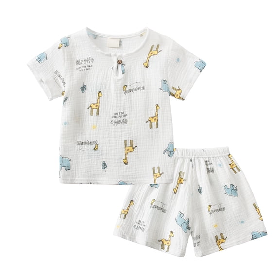 Nwiuh Bamboo Viscose Toddler Car Pajamas Boys Girls Kids Cool Short Summer Snug fit Pjs Set 2pcs (Light Blue, 5-6 Years)
