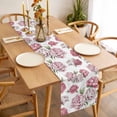 thumbnail image 3 of Pink Floral Table Runner - 60 Inch Long, Kitchen Dining Table Runner Dresser Scarves, Spring Summer Modern Flower Leaf Farmhouse Decor for Coffee Tables Wedding Party Banquet, 3 of 8