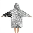 thumbnail image 2 of Black Floral and Petal Pattern Blanket Hoodies for Kids 6-13YR Oversize Wearable Blanket Hoodies for Boys Girls Teens, 2 of 7
