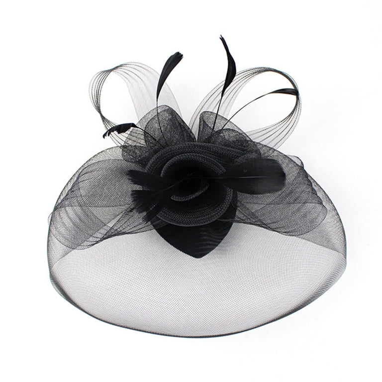 Kripyery Women Fascinator Hat Elegant Feather Veil Mesh  display picture 1