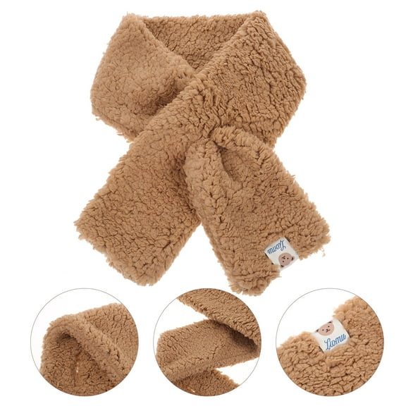 GOOHOCHY 1Pack Khaki Plush Scarf For Winter Wear Neck Protection 36X4X1In