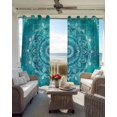 thumbnail image 6 of Teal Boho Blackout Curtains for Bedroom Living Room Darkening Curtains 63 Inches Long Vintage Ethnic Tribe Abstract Art Window Curtain 2 Panels Set Insulated Window Treatment Grommet Drapes 42"x63", 6 of 9